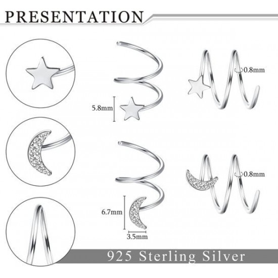 2Pair Twist Crawler Earrings Double Hoop Climber Cuff Earrings For Women Star Moon Butterfly Cartilage Wrap Earrings Heart CZ Minimalist Piercing Earring Hypoallergenic 2Pair Twist Crawler Earrings Double Hoop Climber Cuff Earrings For Women Star Moon Butterfly Cartilage Wrap Earrings Heart CZ Minimalist Piercing Earring Hypoallergenic